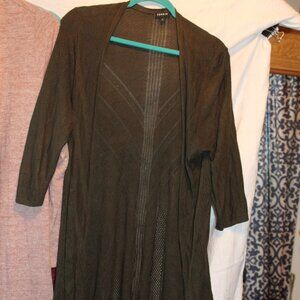 Green open front cardigan